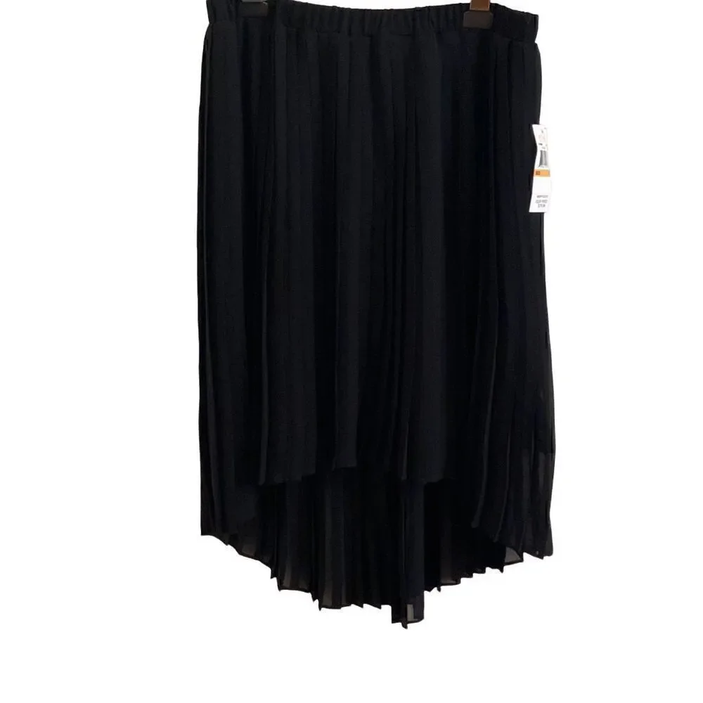 NEW Michael Michael Kors Black Pleated High Low Skirt Small